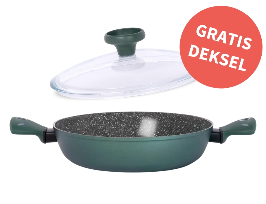 Set ECO-OK: Servierpfanne + GRATIS Glasdeckel - 28cm