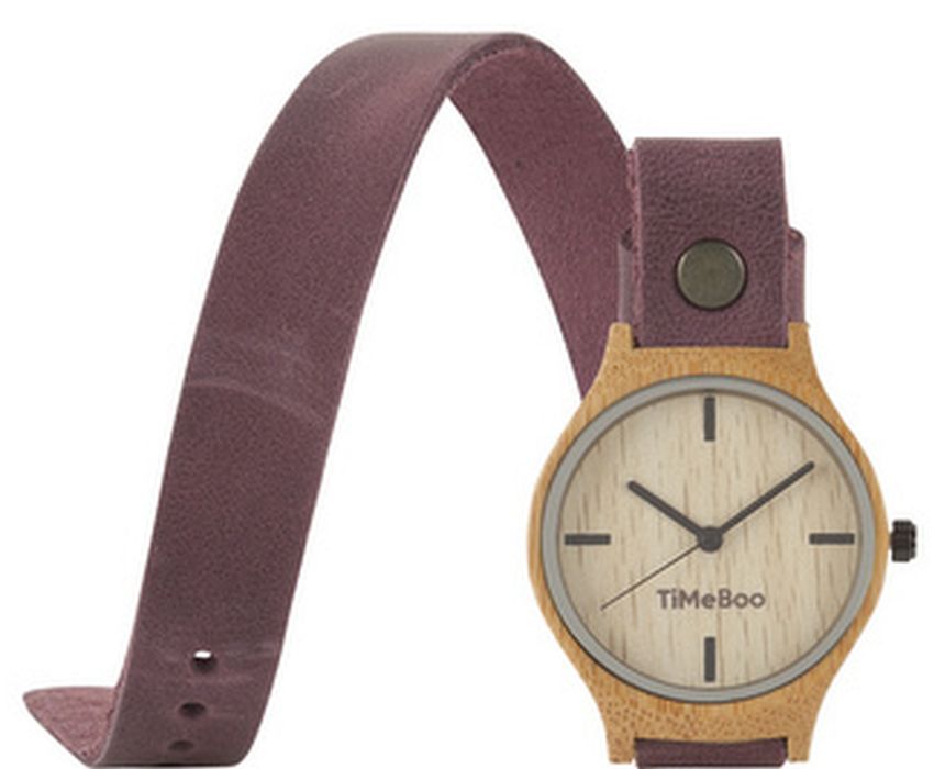 Woestijn over behandeling TimeBoo Horloge Leer - Dames - zonder cijfers - Dubbel - Aubergine |  Eco-Logisch webshop